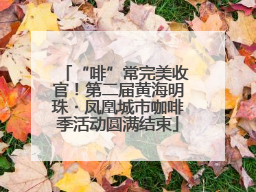 “啡”常完美收官！第二届黄海明珠・凤凰城市咖啡季活动圆满结束