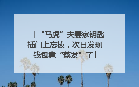 “马虎”夫妻家钥匙插门上忘拔，次日发现钱包竟“蒸发”了