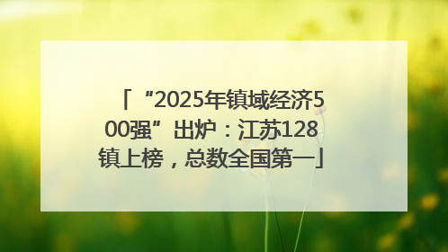 “2025年镇域经济500强”出炉：江苏128镇上榜，总数全国第一
