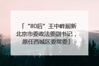 “80后”王中峰履新北京市委政法委副书记，原任西城区委常委