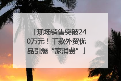 现场销售突破240万元！千款外贸优品引爆“家消费”