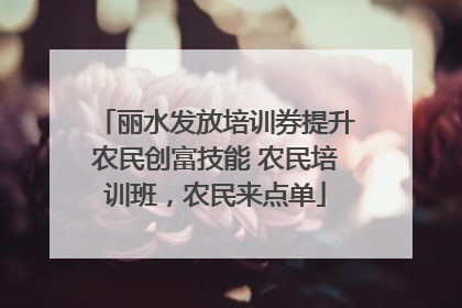 丽水发放培训券提升农民创富技能 农民培训班，农民来点单