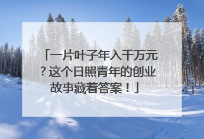 一片叶子年入千万元？这个日照青年的创业故事藏着答案！