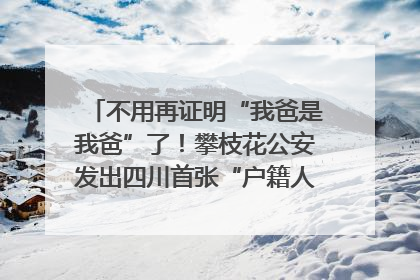 不用再证明“我爸是我爸”了！攀枝花公安发出四川首张“户籍人口直系亲属关系谱”