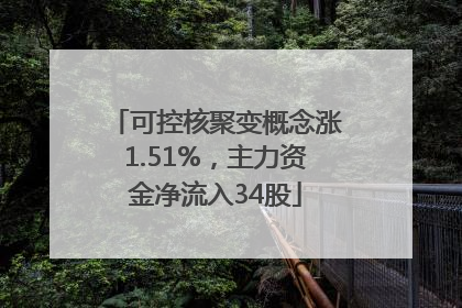 可控核聚变概念涨1.51%，主力资金净流入34股