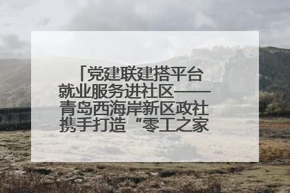 党建联建搭平台 就业服务进社区——青岛西海岸新区政社携手打造“零工之家”就业服务新阵地
