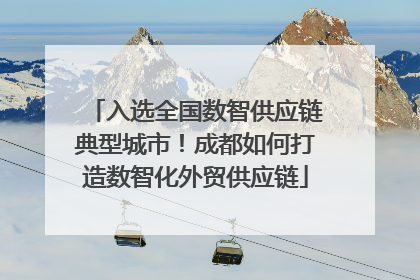 入选全国数智供应链典型城市！成都如何打造数智化外贸供应链