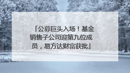 公募巨头入场！基金销售子公司迎第九位成员，易方达财富获批