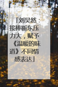 刘昊然：接棒靳东压力大，赋予《温暖的味道》不同情感表达