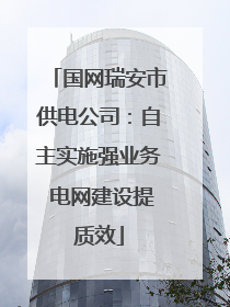 国网瑞安市供电公司：自主实施强业务 电网建设提质效
