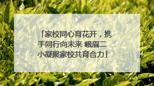 家校同心育花开，携手同行向未来 峨眉二小凝聚家校共育合力