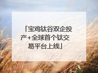 宝鸡钛谷双企投产+全球首个钛交易平台上线