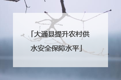 大通县提升农村供水安全保障水平