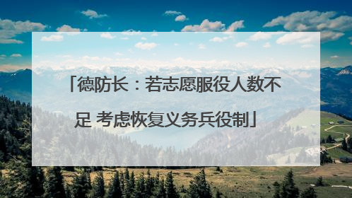德防长：若志愿服役人数不足 考虑恢复义务兵役制