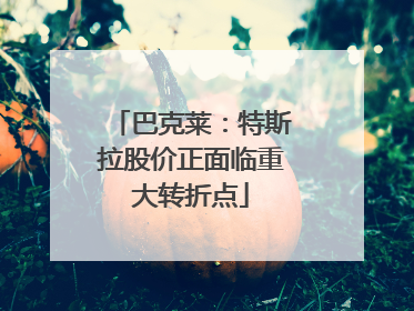 巴克莱：特斯拉股价正面临重大转折点