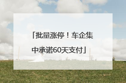 批量涨停！车企集中承诺60天支付
