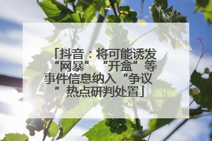 抖音：将可能诱发“网暴”“开盒”等事件信息纳入“争议”热点研判处置