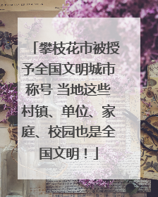 攀枝花市被授予全国文明城市称号 当地这些村镇、单位、家庭、校园也是全国文明！