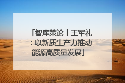 智库策论丨王军礼：以新质生产力推动能源高质量发展