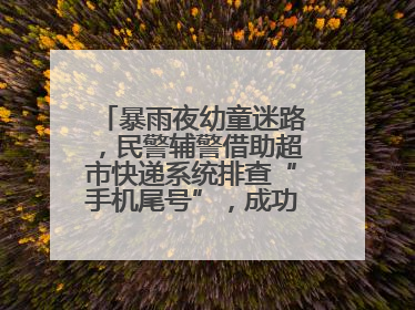 暴雨夜幼童迷路，民警辅警借助超市快递系统排查“手机尾号”，成功联系上家长