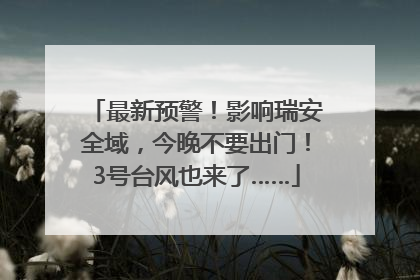 最新预警！影响瑞安全域，今晚不要出门！3号台风也来了……