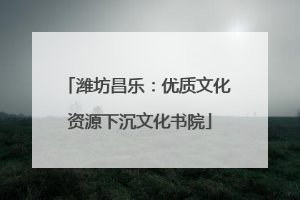潍坊昌乐：优质文化资源下沉文化书院