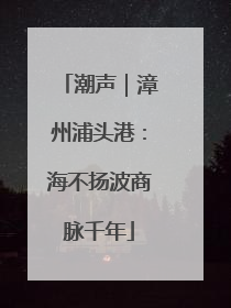 潮声｜漳州浦头港：海不扬波商脉千年