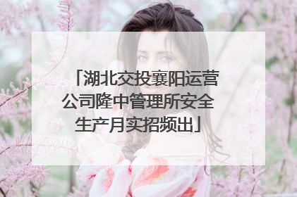 湖北交投襄阳运营公司隆中管理所安全生产月实招频出