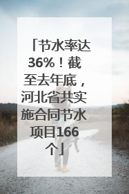 节水率达36%！截至去年底，河北省共实施合同节水项目166个