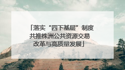 落实“四下基层”制度 共推株洲公共资源交易改革与高质量发展
