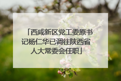 西咸新区党工委原书记杨仁华已调往陕西省人大常委会任职