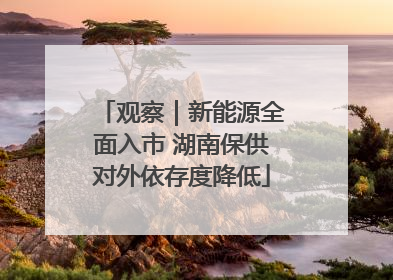 观察｜新能源全面入市 湖南保供对外依存度降低
