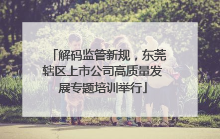 解码监管新规，东莞辖区上市公司高质量发展专题培训举行