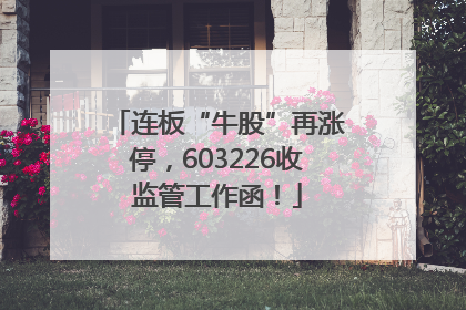 连板“牛股”再涨停，603226收监管工作函！