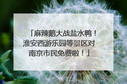 麻辣鹅大战盐水鸭！淮安西游乐园等景区对南京市民免费啦！